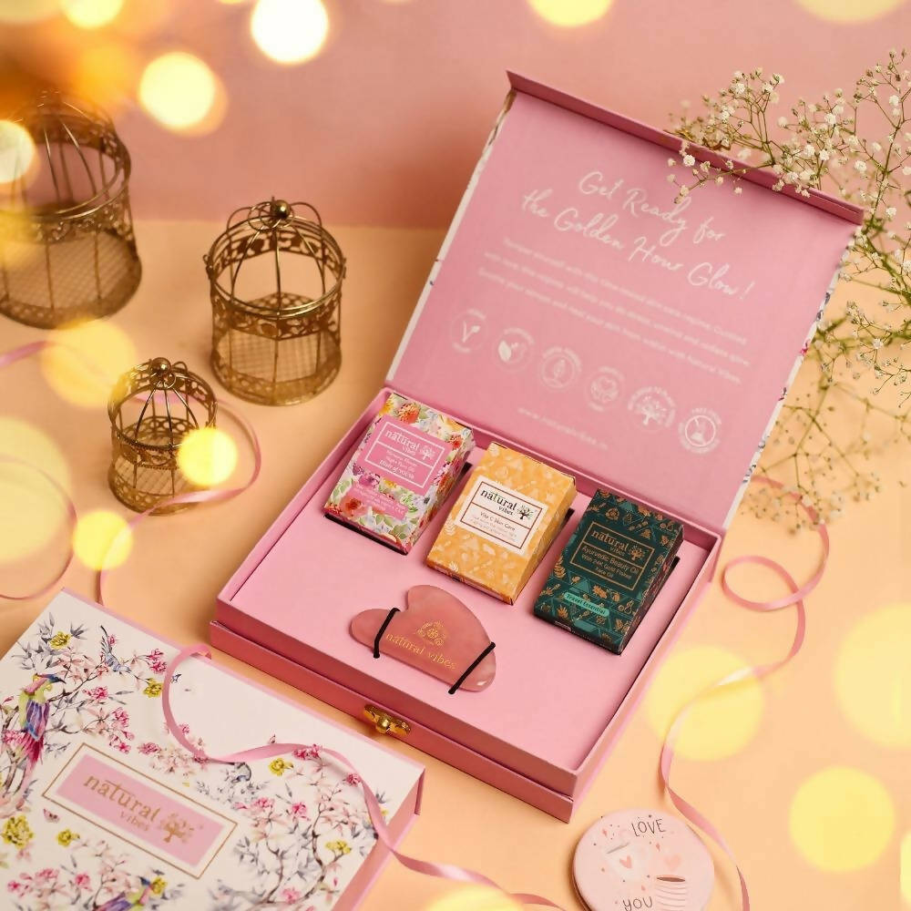 Natural Vibes Glow Getter Gift Set with Rose Quartz Gua Sha | Grocsy