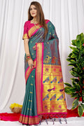 Jyoti Fashion Women's Grey Paithani Silk Zari Woven Saree with Blouse | Grocsy