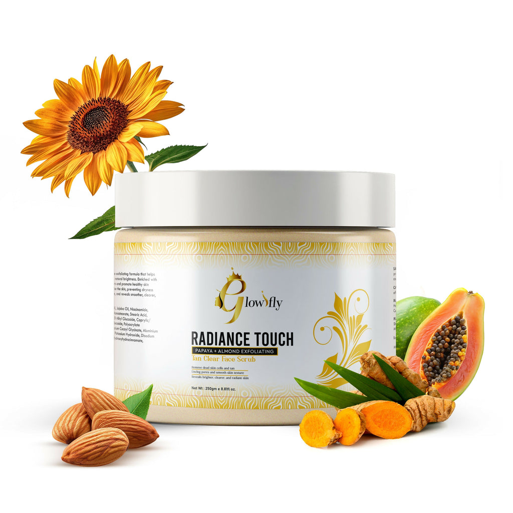Glowifly Radiance Touch Tan Clear Face Exfoliating Scrub - Papaya Scrub for Face | Grocsy