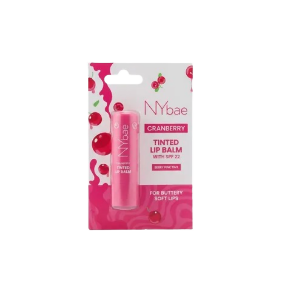 NY Bae Cranberry Tinted Lip Balm with SPF 22 Rich Berry Pink Tint | Grocsy