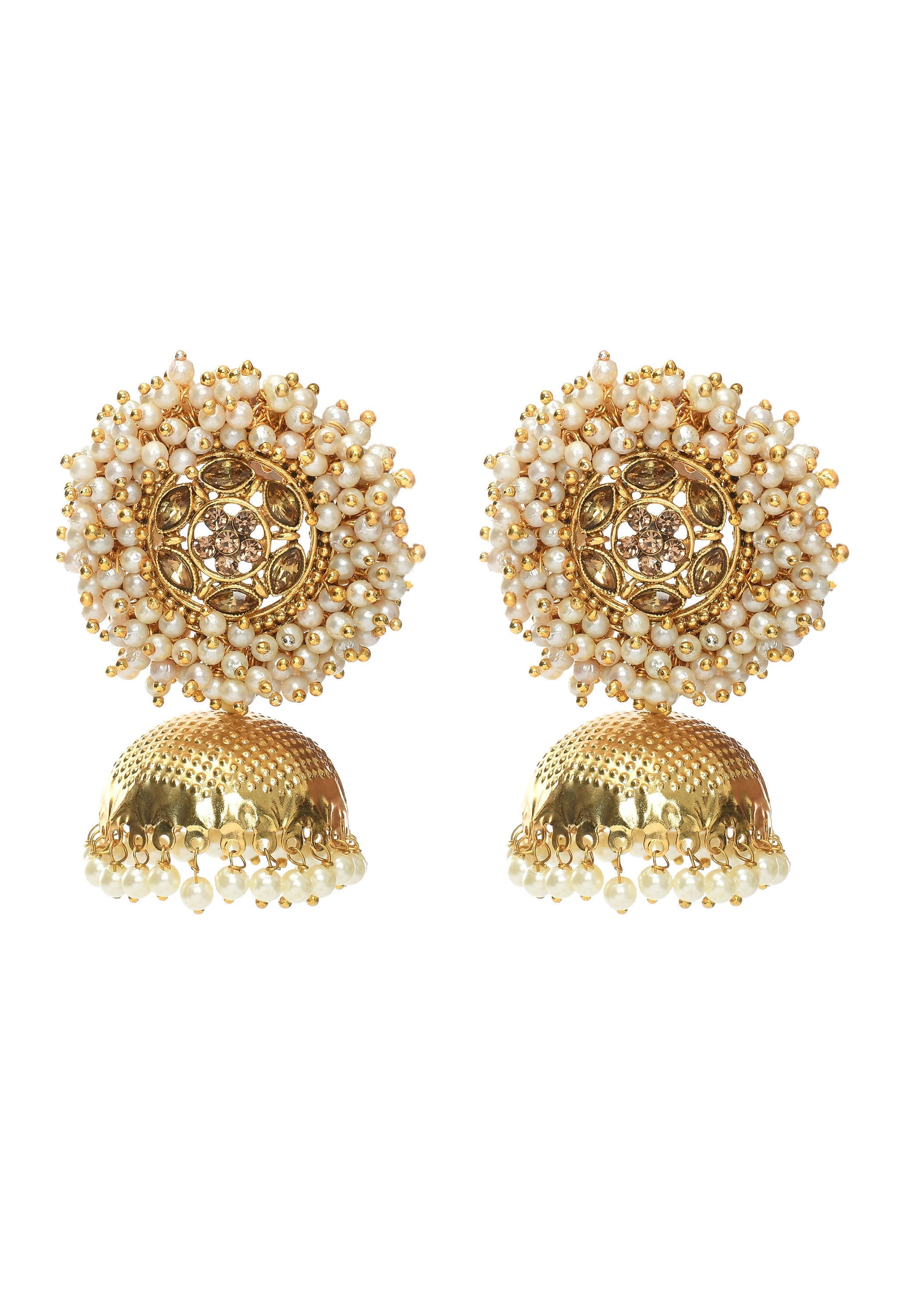 Mominos Fashion Johar Kamal Gold-Polished & Bead Party Wear Jhumka