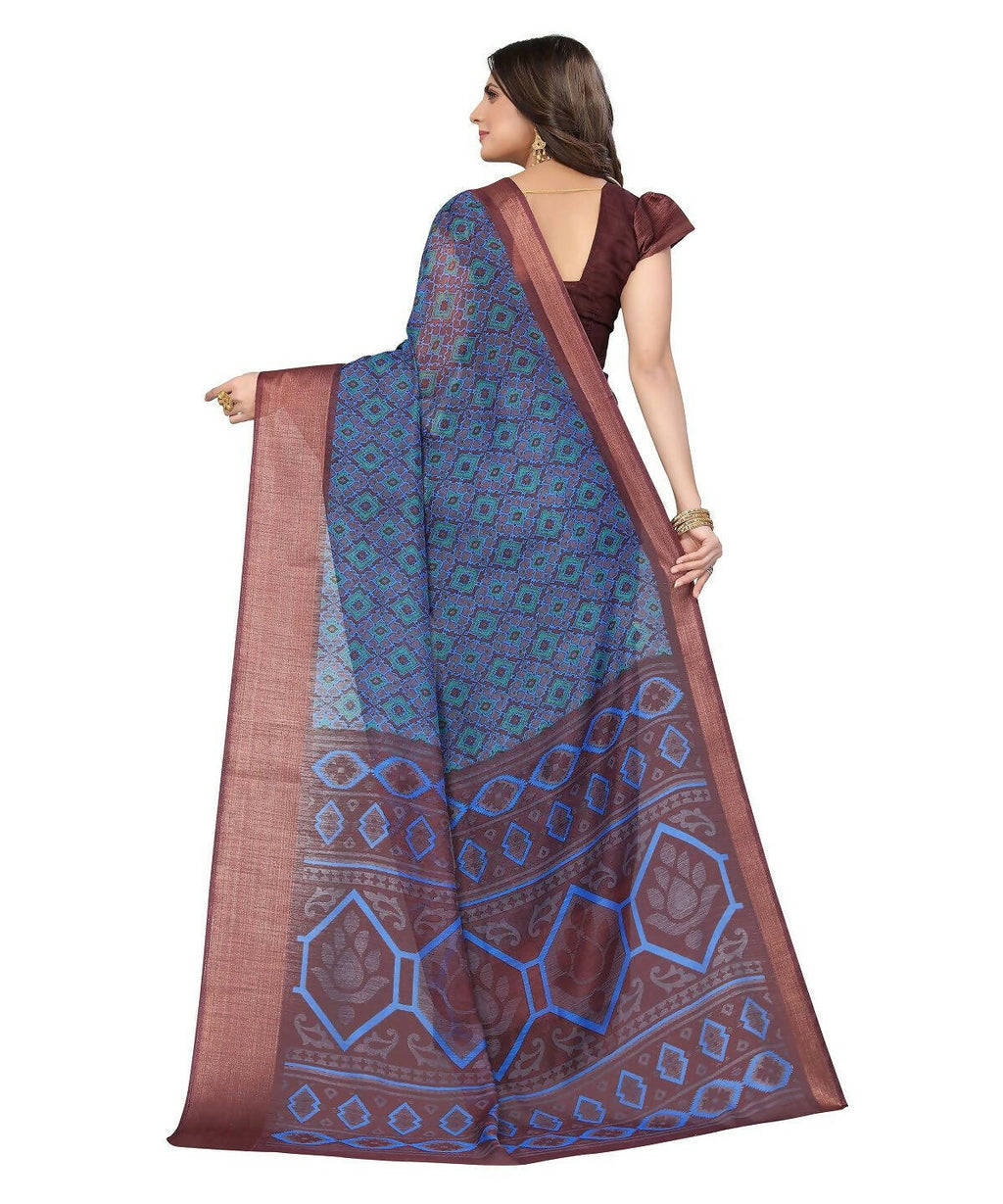 Vamika Cotton Blue Jari Border Bollywood Style Saree (VASU BLUE) | Grocsy