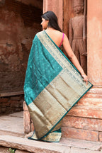 Joban Fashion Green Banarasi Katan Pure Handloom Banarasi Silk Saree | Grocsy