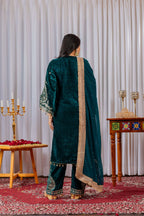 Joban Fashion Deep teal Velvet Embroidery Kurta Set | Grocsy