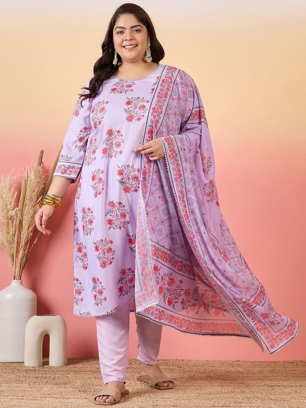 Sztori Women Floral Printed Regular Kurta with Trousers & With Dupatta | Grocsy