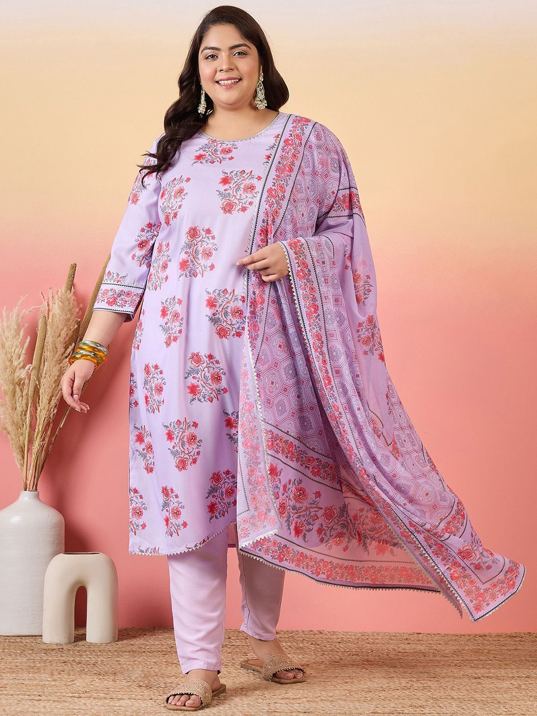 Sztori Women Floral Printed Regular Kurta with Trousers & With Dupatta | Grocsy