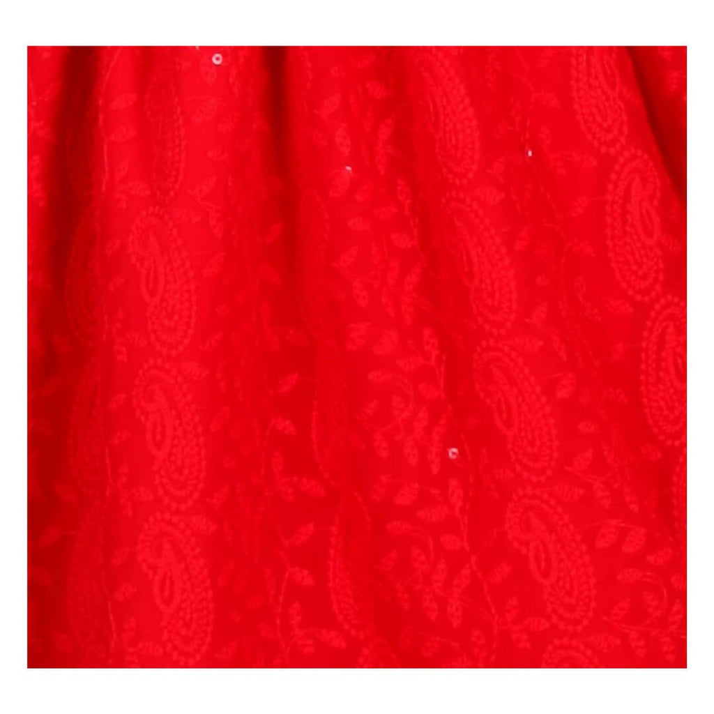 Akarshan viscose Lukhnowi Chikankari Anarkali kurta with Leggings - Red | Grocsy