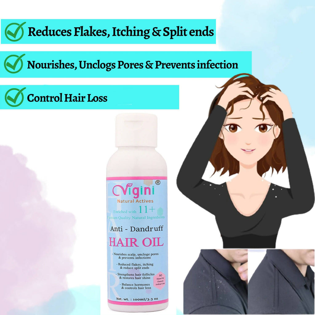 Vigini Anti Dandruff Itchy Scalp Hair Care Oil for Men Women Anti Hair Fall | Grocsy