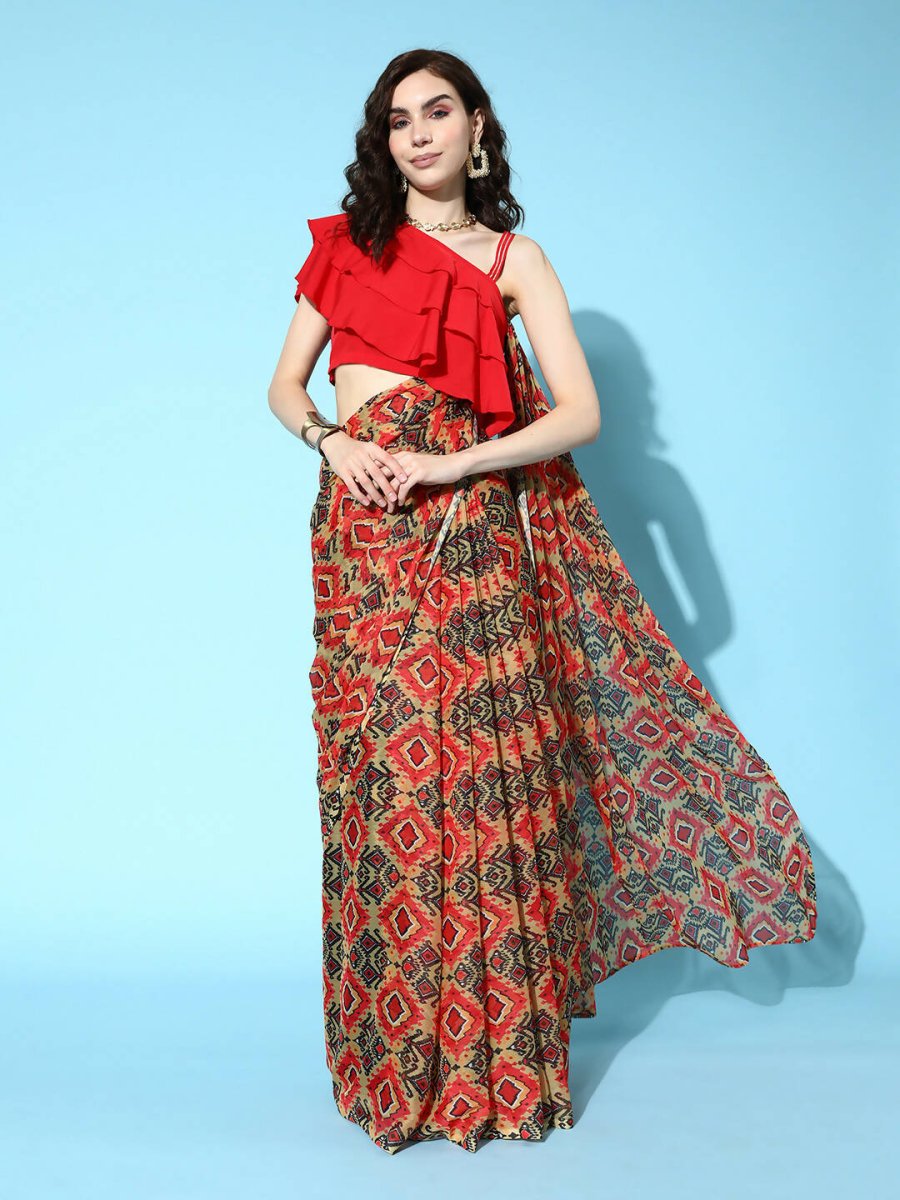 Ahalyaa Women's Traditional wear Saree - Red | Grocsy