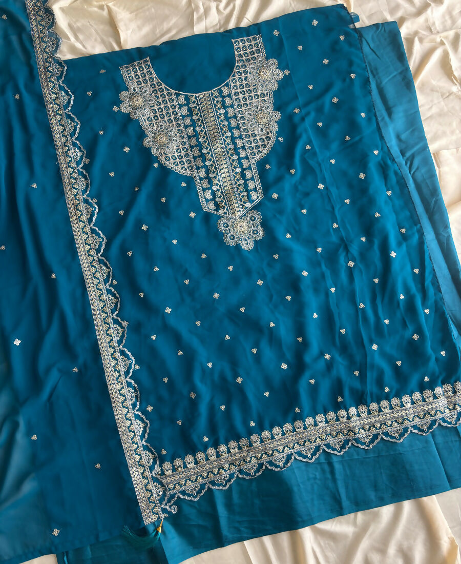 KC New Georgette Short Salwar Kameez Pakistani Style Aqua Blue | Grocsy