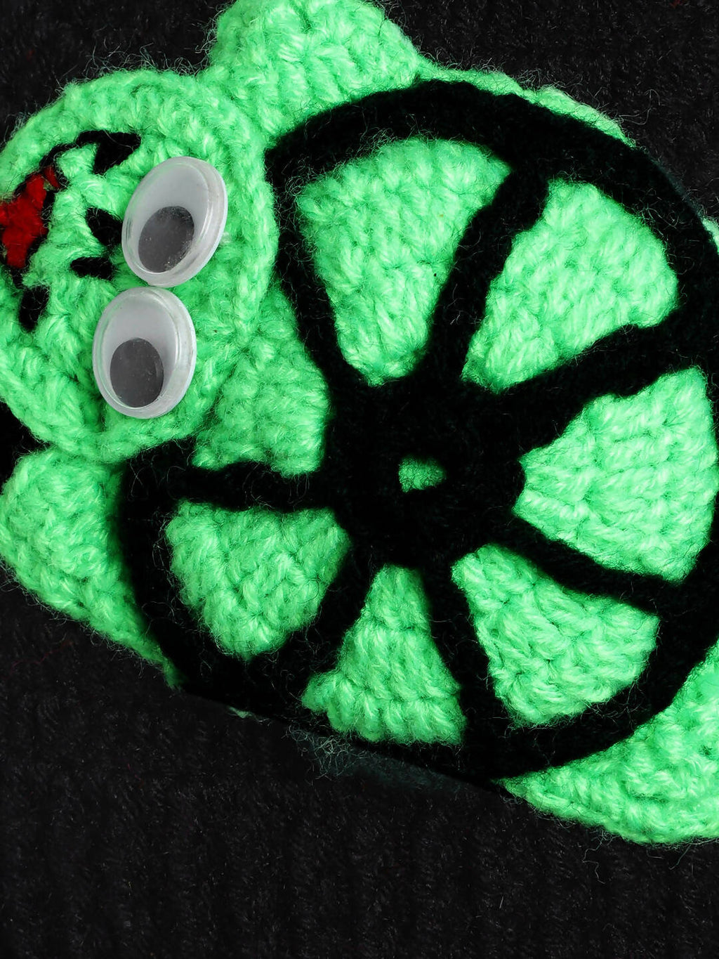Chutput Kids Woollen Hand Knitted Monster Face Detail Cap - Black | Grocsy