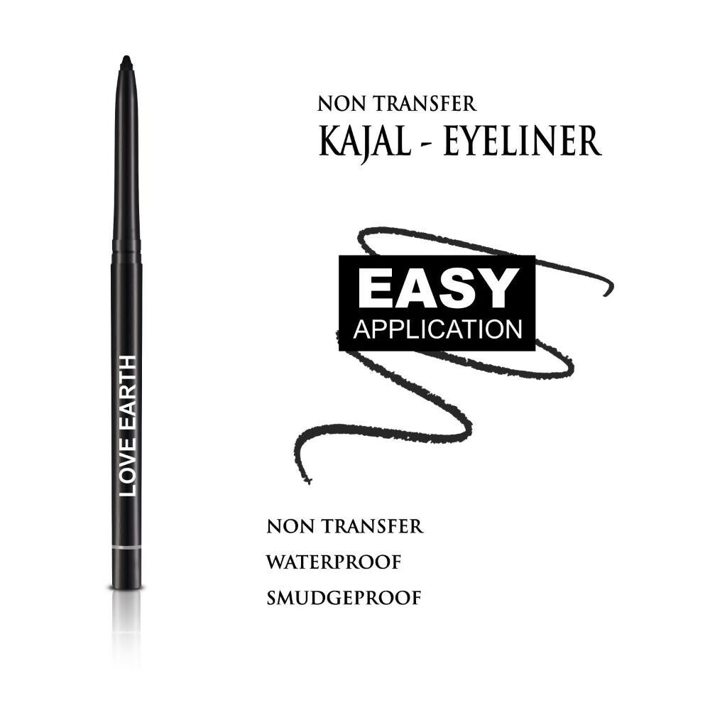 Love Earth Non Transfer Kajal - Eyeliner Black | Grocsy