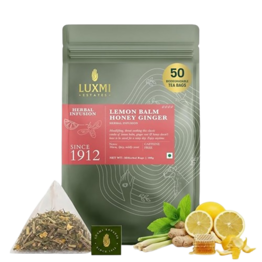 Luxmi Estates Lemon Balm Honey Ginger Herbal Infusion | Grocsy