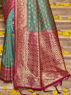 Shree Shyam Fashion Banarasi Silk Sea Green Saree | Grocsy