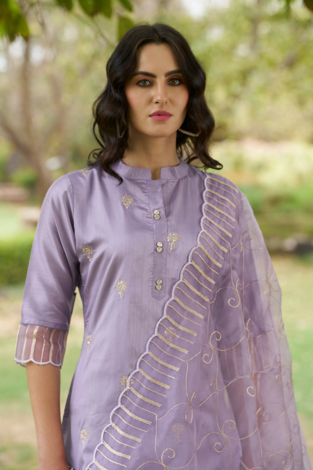 Vellora Lavender Silk Blend Ethnic Salwar Suit with Fine Embroidery | Grocsy