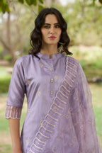 Vellora Lavender Silk Blend Ethnic Salwar Suit with Fine Embroidery | Grocsy