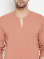 Even Apparels Brown Pure Cotton Men's Kurta With Slit Neckline | Grocsy