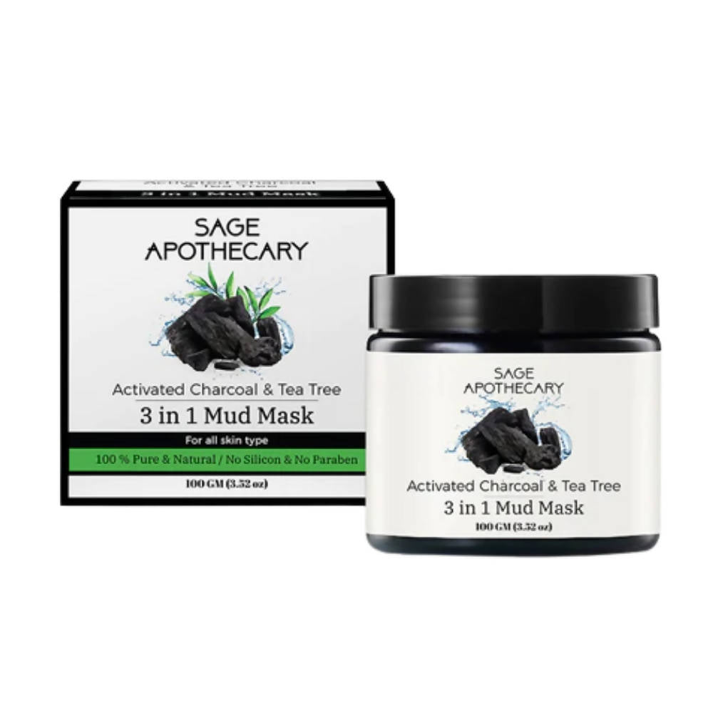 Sage Apothecary Activated Charcoal & Tea Tree 3 In 1 Mud Mask | Grocsy