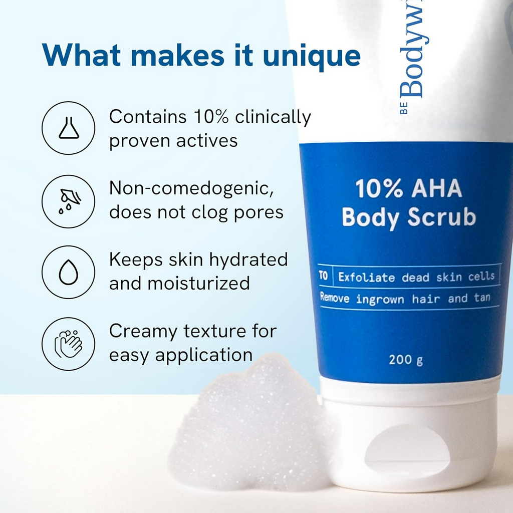 BeBodywise 10% Lactic AHA Exfoliating Body Scrub | Grocsy