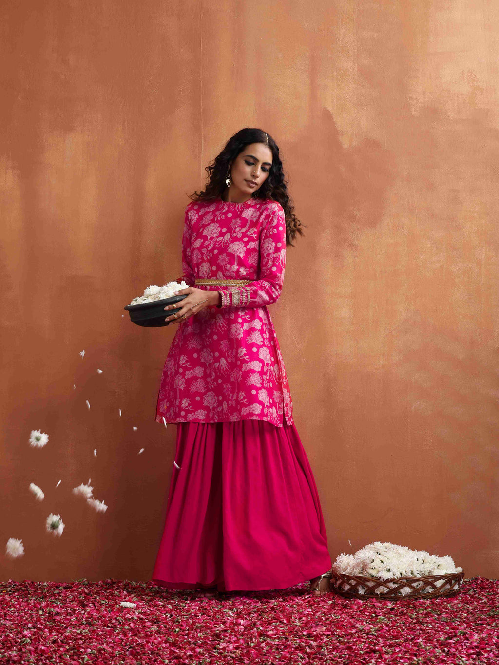 trueBrowns Red Print Sharara Set | Grocsy