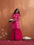 trueBrowns Red Print Sharara Set | Grocsy