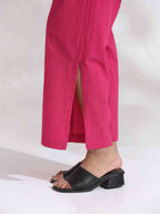 trueBrowns Pink Cotton Print Flared Top Co-ord Set | Grocsy