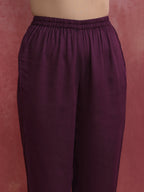 trueBrowns Purple Modal Pleated Kurta Set | Grocsy