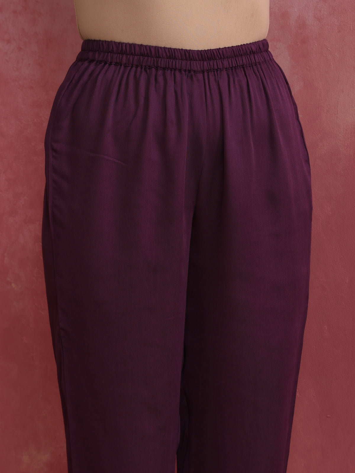 trueBrowns Purple Modal Pleated Kurta Set | Grocsy