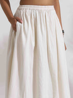 trueBrowns Off-White Cotton Skirt Co-ord Set | Grocsy
