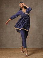 trueBrowns Blue Bandhani Printed Silk Co-Ord Set | Grocsy
