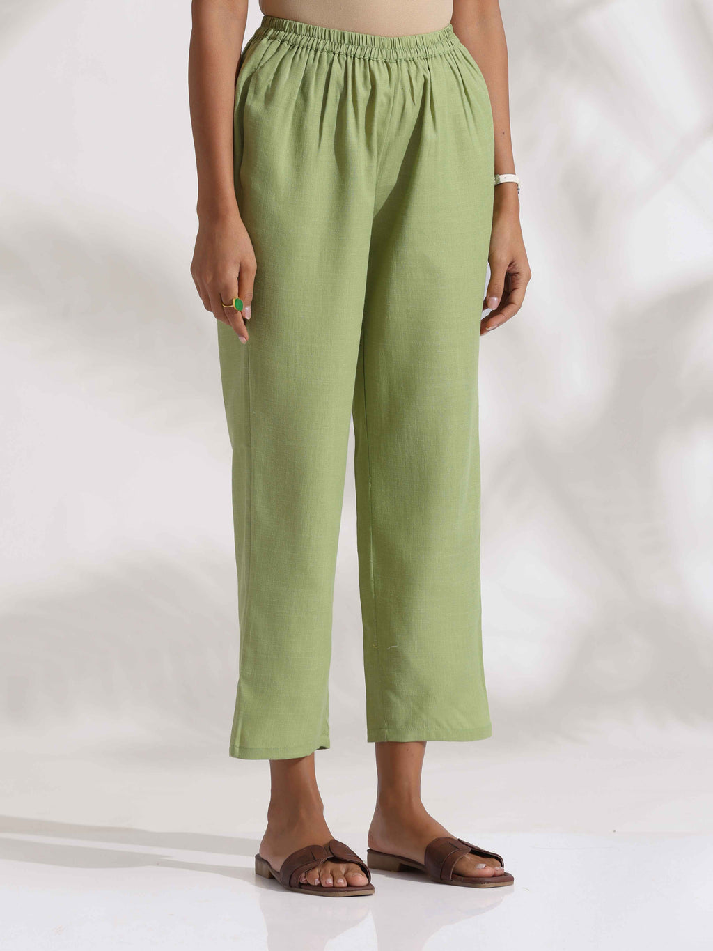 trueBrowns Green Slub Kurta Set | Grocsy