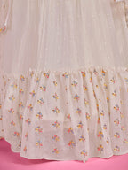 Myra White Pure Georgette Embroidered Gown | Grocsy
