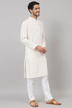 Giza Cotton Off White Plain Kurta by Hilo Design | Grocsy