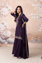 Anaita Purple Vichitra Silk Readymade Suit with Coding Work | Grocsy