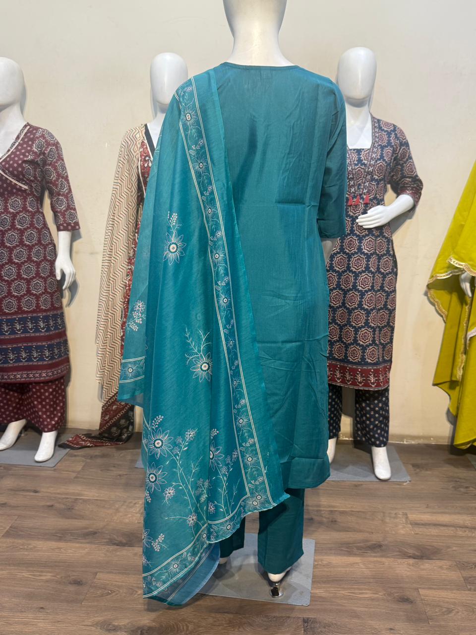 Anaita Teal Readymade Suit with Embroidery Work | Grocsy