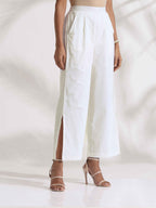 trueBrowns White Cotton Check Shirt Co-ord Set | Grocsy