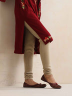 trueBrowns Maroon Kashmiri Embroidered Woollen Phiran Kurta | Grocsy