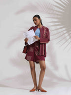 trueBrowns Purple Cotton Print Short Co-ord Set | Grocsy