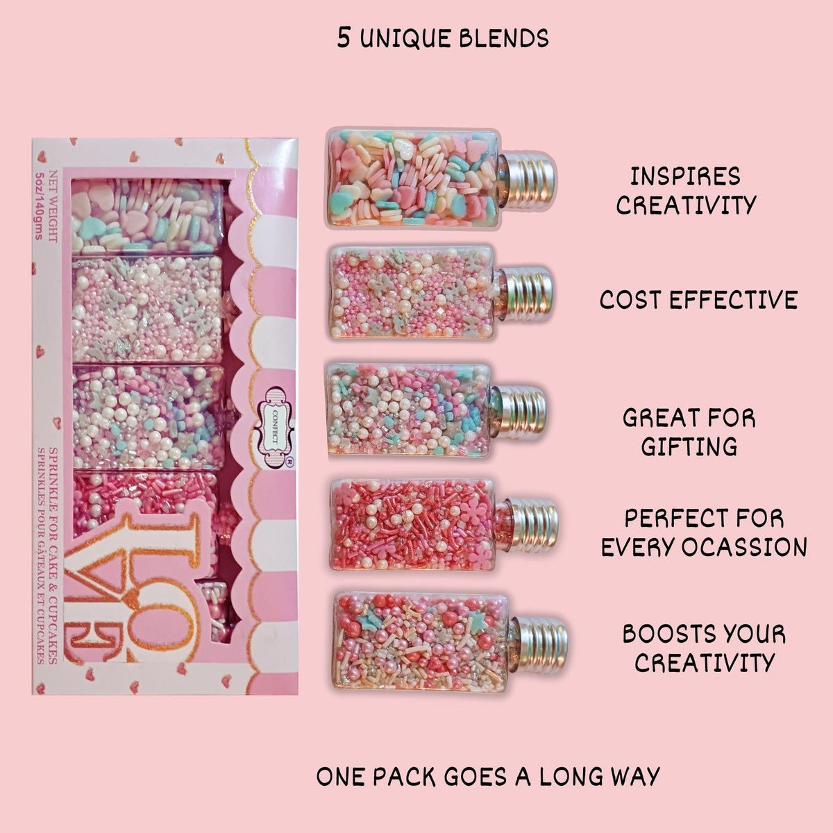 Confect Valentine Sprinkles | 17 Edible Decoration for Baking & Dessert | Grocsy