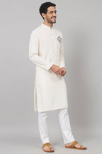Motif Embroidered Cotton Kurta by Hilo Design | Grocsy