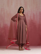 trueBrowns Brown Modal Anarkali Kurta Set | Grocsy