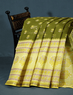 Mehendi Green And Lime Green Block Print Pure Kota Cotton Saree By Gayathri Reddy Designer Studio | Grocsy