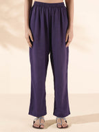 trueBrowns Purple Cotton Flared Co-ord Set | Grocsy