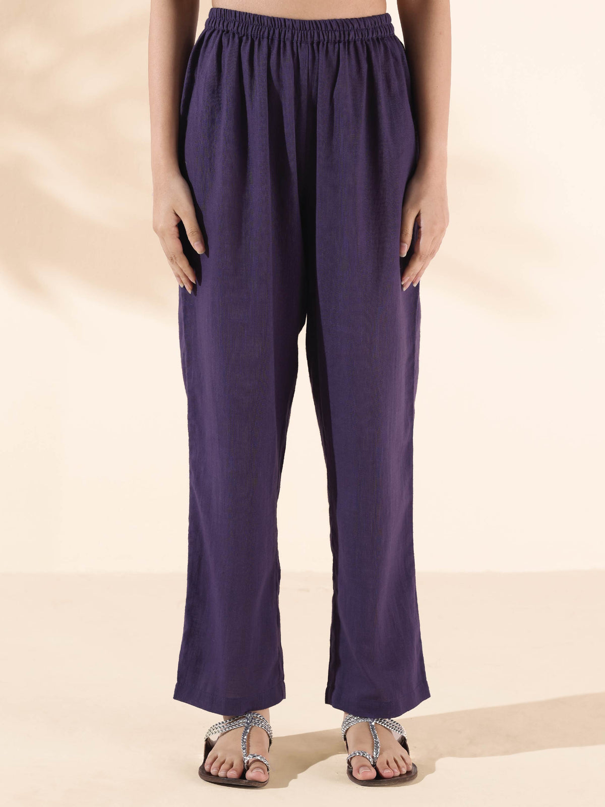 trueBrowns Purple Cotton Flared Co-ord Set | Grocsy