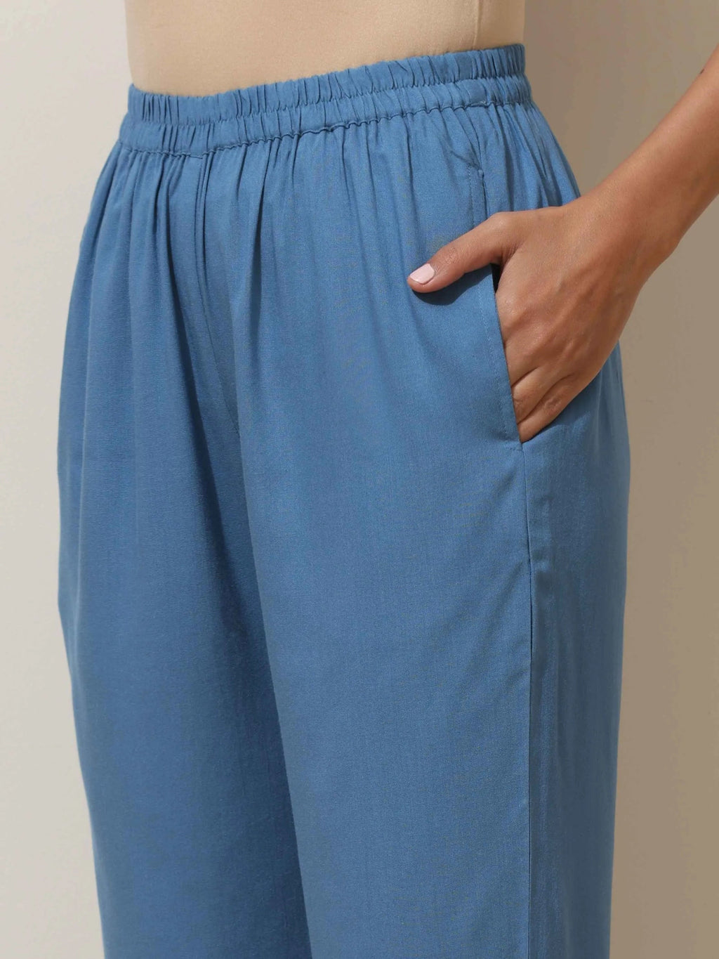trueBrowns Blue Viscose Kurta Pant Set | Grocsy