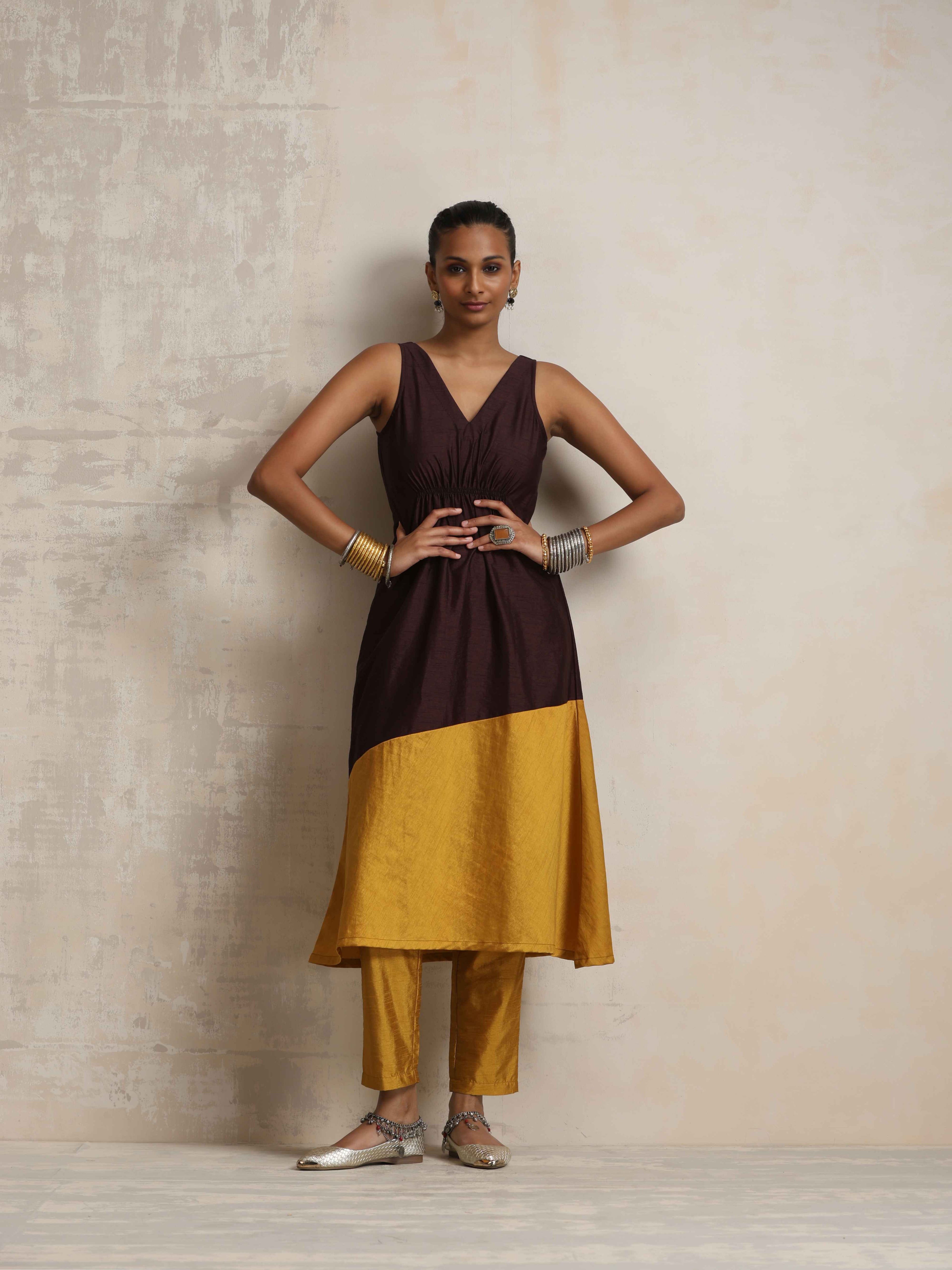 trueBrowns Cola Silk Kurta Set | Grocsy