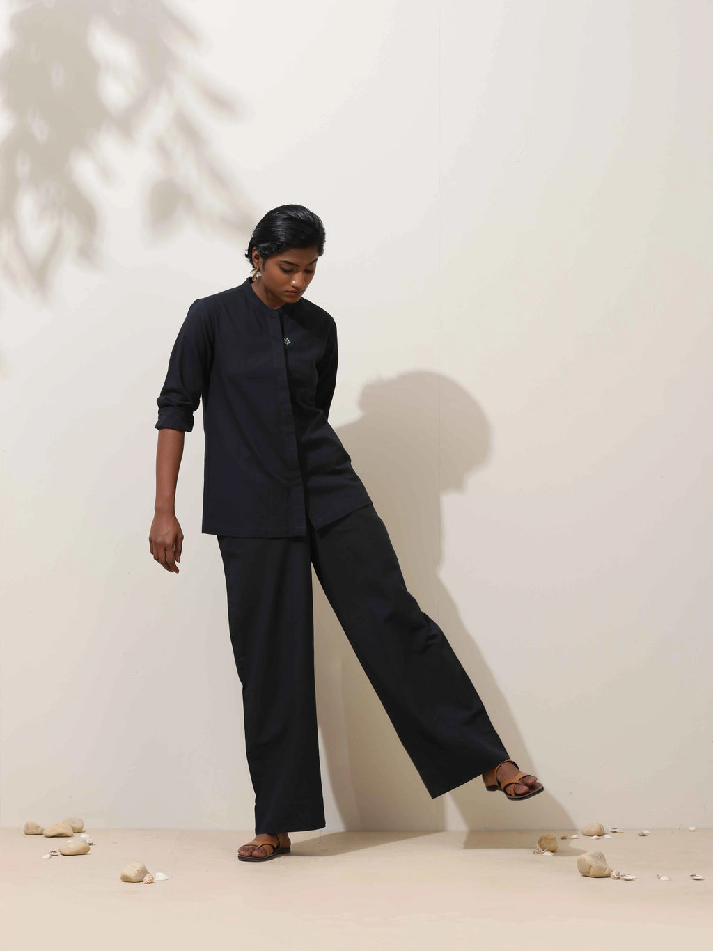 trueBrowns Black Cotton Linen Co-Ord Set | Grocsy