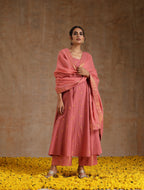 trueBrowns Blush Gold Cotton Anarkali Set | Grocsy