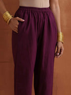 trueBrowns Pink Metallic Flared Anarkali Kurta Set | Grocsy