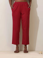 trueBrowns Maroon Cotton Linen Co-Ord Set | Grocsy